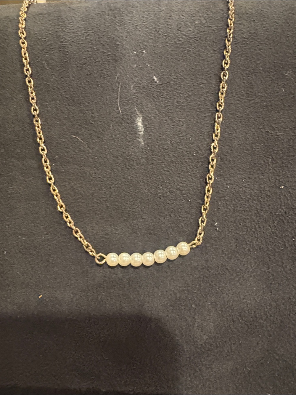 Delicate Gold Necklace with Seven Pearl Beads